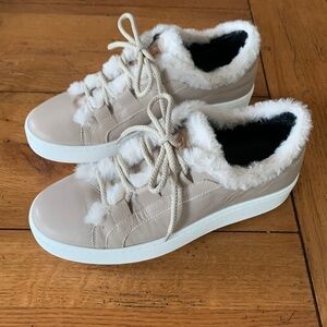 Ron White Ornella Fawn Shearling Trim Platform Sneaker Women’s Tan Shoes Size 37